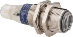 Telemecanique Sensors - 4 Pin M12 Connector, 0.1m Nominal Distance, Shock and Vibration Resistant, Diffused Photoelectric Sensor - 12 to 24 VDC, 500 Hz, Nickel Plated Brass, 2.36 Inch Long x 0.71 Inch Wide - Americas Industrial Supply