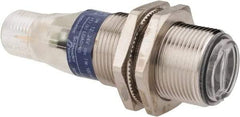 Telemecanique Sensors - 4 Pin M12 Connector, 0.1m Nominal Distance, Shock and Vibration Resistant, Diffused Photoelectric Sensor - 12 to 24 VDC, 500 Hz, Nickel Plated Brass, 2.36 Inch Long x 0.71 Inch Wide - Americas Industrial Supply