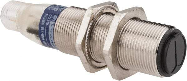 Telemecanique Sensors - 4 Pin M12 Connector, 0.6m Nominal Distance, Shock and Vibration Resistant, Diffused Photoelectric Sensor - 12 to 24 VDC, 500 Hz, Nickel Plated Brass, 2.99 Inch Long x 0.71 Inch Wide - Americas Industrial Supply