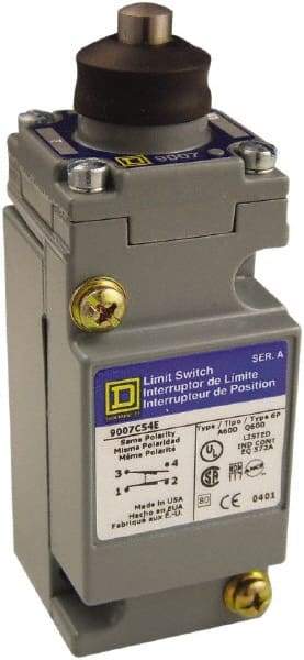 Square D - DPDT, 2NC/2NO, 600 Volt Screw Terminal, Plunger Actuator, General Purpose Limit Switch - 1, 2, 4, 6, 12, 13, 6P NEMA Rating, IP67 IPR Rating - Americas Industrial Supply
