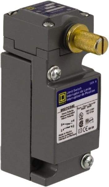 Square D - SPDT, NC/NO, 600 VAC at 1.20 Amp, 600 VDC at 0.10 Amp, Screw Terminal, Rotary Head Actuator, General Purpose Limit Switch - 1, 2, 4, 6, 12, 13, 6P NEMA Rating, IP66 IPR Rating - Americas Industrial Supply