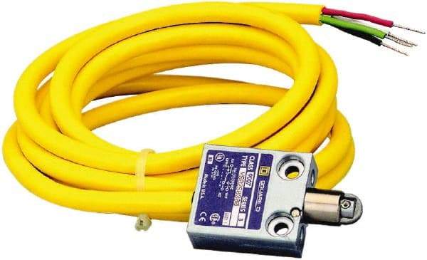 Square D - SPDT, NC/NO, 240 VAC, 4 Pin M12 Male Terminal, Roller Plunger Actuator, General Purpose Limit Switch - 1, 2, 4, 6, 6P NEMA Rating, IP67 IPR Rating, 80 Ounce Operating Force - Americas Industrial Supply