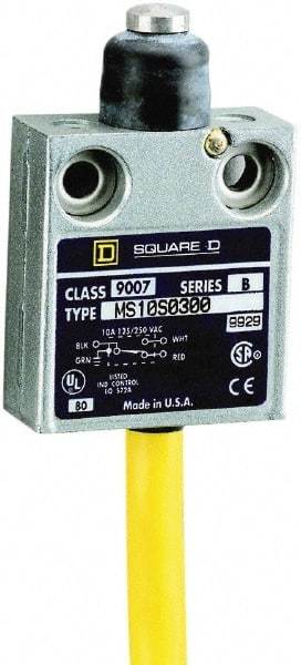 Square D - SPDT, NC/NO, 240 VAC, Prewired Terminal, Plunger Actuator, General Purpose Limit Switch - 1 NEMA Rating, IP20 IPR Rating, 18 Ounce Operating Force - Americas Industrial Supply