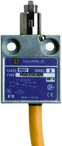 Square D - SPDT, NC/NO, 240 VAC, 4 Pin M12 Male Terminal, Roller Plunger Actuator, General Purpose Limit Switch - 1, 2, 4, 6, 6P NEMA Rating, IP67 IPR Rating, 80 Ounce Operating Force - Americas Industrial Supply