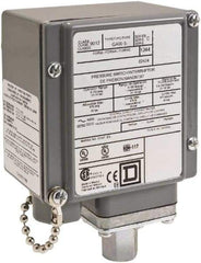 Square D - 4, 13 and 4X NEMA Rated, SPDT, 1.5 to 75 psi, Electromechanical Pressure and Level Switch - Fixed Pressure, 120 VAC at 6 Amp, 125 VDC at 0.22 Amp, 240 VAC at 3 Amp, 250 VDC at 0.27 Amp, 1/4 Inch Connector, Screw Terminal, For Use with 9012G - Americas Industrial Supply