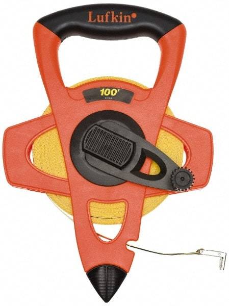 Lufkin - 300' x 3/4" Yellow Blade Tape Measure - 1/8" Graduation, C11 Graduation Style, Orange/Yellow/Black Case - Americas Industrial Supply