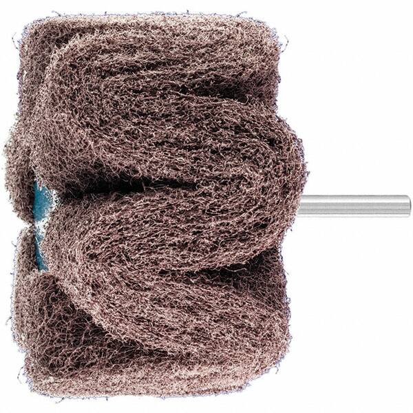 PFERD - 4" Diam x 2" Face Width, Aluminum Oxide Nonwoven Mounted Flap Wheel - 1/4" Shank Mount, 100 Grit, 6,000 Max RPM - Americas Industrial Supply