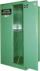 Securall Cabinets - 1 Door, Green Steel Standard Safety Cabinet for Flammable and Combustible Liquids - 46" High x 43" Wide x 18" Deep, Self Closing Door, 3 Point Key Lock, H Cylinder Capacity - Americas Industrial Supply