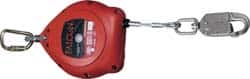 Miller - 30' Long, 310 Lb Capacity, Galvanized Wire Rope Self-Retracting Lifeline - 0.187" Diam, Swivel Locking Snap Hook Connector with Load Indicator, Stainless Steel Swivel/Self-Locking Carabiner Connector - Americas Industrial Supply