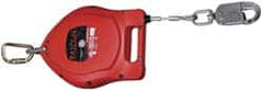Miller - 50' Long, 310 Lb Capacity, Galvanized Wire Rope Self-Retracting Lifeline - 0.187" Diam, Swivel Locking Snap Hook Connector with Load Indicator, Stainless Steel Swivel/Self-Locking Carabiner Connector - Americas Industrial Supply