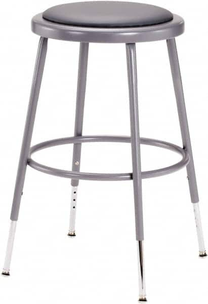 NPS - 18 Inch High, Stationary Adjustable Height Stool - 16 Inch Deep x 16 Inch Wide, Vinyl Seat, Grey - Americas Industrial Supply