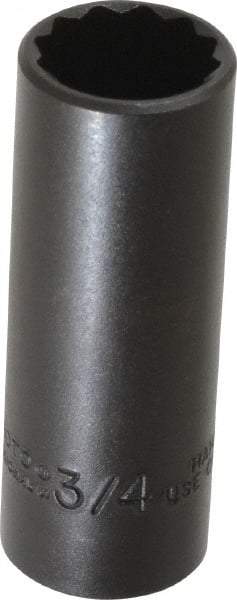 Proto - 3/4", 3/8" Drive, Deep Hand Socket - 12 Points, 2-3/4" OAL, Alloy Steel, Black Finish - Americas Industrial Supply