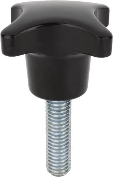 Morton Machine Works - 63mm Head Diam, 4 Point 4 Prong Knob - M12 Stem, Glass Fiber Reinforced Plastic, Black - Americas Industrial Supply