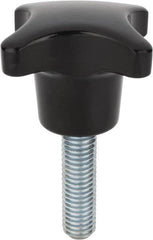 Morton Machine Works - 63mm Head Diam, 4 Point 4 Prong Knob - M12 Stem, Glass Fiber Reinforced Plastic, Black - Americas Industrial Supply
