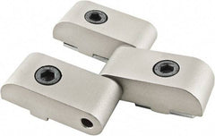 80/20 Inc. - 57mm Long x 43.6mm Wide x 13mm Thick, Heavy Duty Hinge - Aluminum, Clear Anodized Finish - Americas Industrial Supply