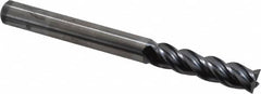 Kennametal - 3/8", 1-1/2" LOC, 3/8" Shank Diam, 4" OAL, 4 Flute, Solid Carbide Square End Mill - Single End, AlTiN Finish, Spiral Flute, 38° Helix, Centercutting, Right Hand Cut, Right Hand Flute, Series HPHV - Americas Industrial Supply