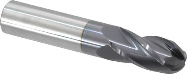 Hertel - 5/8" Diam, 1-1/4" LOC, 4 Flute Solid Carbide Ball End Mill - AlTiN Finish, Single End, 3-1/2" OAL, 5/8" Shank Diam - Americas Industrial Supply