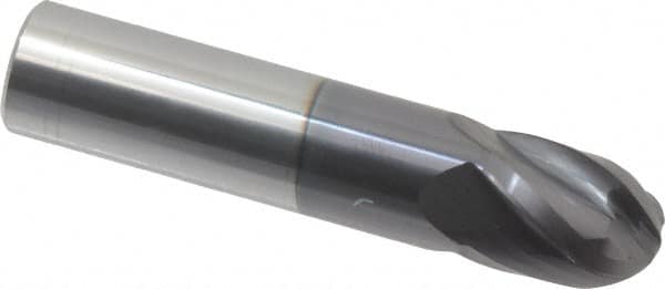 Hertel - 5/8" Diam, 3/4" LOC, 4 Flute Solid Carbide Ball End Mill - AlTiN Finish, Single End, 3" OAL, 5/8" Shank Diam - Americas Industrial Supply