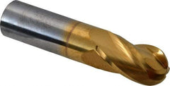 Hertel - 7/8" Diam, 1-1/2" LOC, 4 Flute Solid Carbide Ball End Mill - TiN Finish, Single End, 4" OAL, 7/8" Shank Diam - Americas Industrial Supply