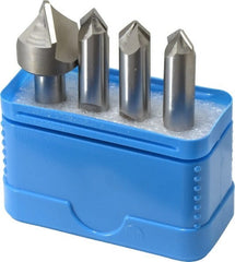 Hertel - 4 Piece 3/8 & 3/4" Cutter Head Diam, Cobalt Chamfer Mill Set - Americas Industrial Supply