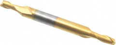 Hertel - 1/8", 1/4" LOC, 3/16" Shank Diam, 2" OAL, 2 Flute, Solid Carbide Square End Mill - Double End, TiN Finish, 30° Helix, Centercutting, Right Hand Cut - Americas Industrial Supply