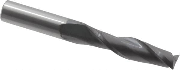 Hertel - 1/2", 2" LOC, 1/2" Shank Diam, 4" OAL, 2 Flute, Solid Carbide Square End Mill - Single End, AlTiN Finish, 30° Helix, Centercutting, Right Hand Cut - Americas Industrial Supply