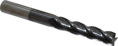 Hertel - 5/8", 3" LOC, 5/8" Shank Diam, 6" OAL, 4 Flute, Solid Carbide Square End Mill - Single End, AlTiN Finish, Spiral Flute, 30° Helix, Centercutting, Right Hand Cut, Right Hand Flute - Americas Industrial Supply