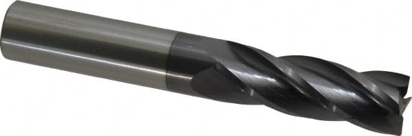 Hertel - 3/4", 2-1/4" LOC, 3/4" Shank Diam, 5" OAL, 4 Flute, Solid Carbide Square End Mill - Single End, AlTiN Finish, Spiral Flute, 30° Helix, Centercutting, Right Hand Cut, Right Hand Flute - Americas Industrial Supply
