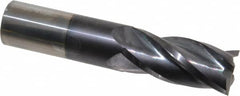 Hertel - 1", 2-1/4" LOC, 1" Shank Diam, 5" OAL, 4 Flute, Solid Carbide Square End Mill - Single End, AlTiN Finish, Spiral Flute, 30° Helix, Centercutting, Right Hand Cut, Right Hand Flute - Americas Industrial Supply