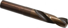 Hertel - 25/32" Drill, 118° Point, Cobalt Silver Deming & Reduced Shank Drill Bit - Bright Finish, 6" OAL, Flats on Shank, 3" Flute Length - Americas Industrial Supply