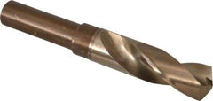 Hertel - 15/16" Drill, 135° Point, Cobalt Silver Deming & Reduced Shank Drill Bit - Bright Finish, 6" OAL, Flats on Shank, 3" Flute Length - Americas Industrial Supply