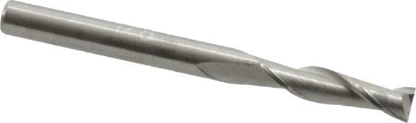 Hertel - 1/8", 1/2" LOC, 1/8" Shank Diam, 1-1/2" OAL, 2 Flute, Solid Carbide Square End Mill - Single End, Uncoated, 30° Helix, Centercutting, Right Hand Cut - Americas Industrial Supply