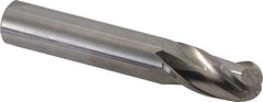Hertel - 1/2" Diam, 1" LOC, 3 Flute Solid Carbide Ball End Mill - Uncoated, Single End, 3" OAL, 1/2" Shank Diam - Americas Industrial Supply
