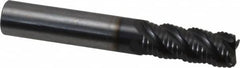 OSG - 3/8" Diam, Coarse Pitch, 7/8" LOC, 4 Flute Solid Carbide 0.03" Corner Radius Roughing End Mill - TiAlN Finish, 2-1/2" OAL, 3/8" Shank Diam, Single End, Centercutting, 40° Helix - Americas Industrial Supply