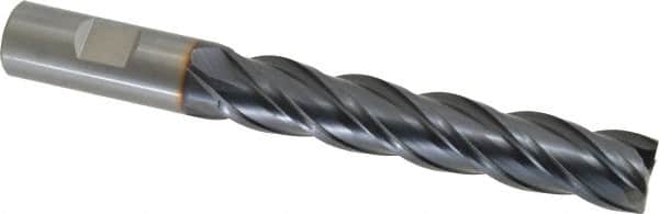 OSG - 3/4", 4" LOC, 3/4" Shank Diam, 6-1/4" OAL, 4 Flute, Solid Carbide Square End Mill - Single End, TiAlN Finish, Spiral Flute, 35° Helix, Right Hand Cut, Right Hand Flute, Series VG441 - Americas Industrial Supply