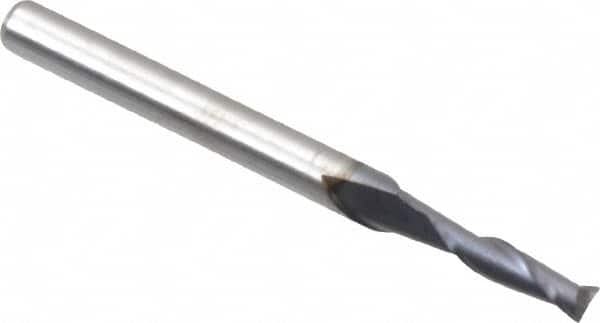 Hertel - 3/32", 3/8" LOC, 1/8" Shank Diam, 1-1/2" OAL, 2 Flute, Solid Carbide Square End Mill - Single End, AlTiN Finish, 30° Helix, Centercutting, Right Hand Cut - Americas Industrial Supply