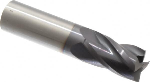 Hertel - 7/8", 1-1/2" LOC, 7/8" Shank Diam, 4" OAL, 4 Flute, Solid Carbide Square End Mill - Single End, AlTiN Finish, Spiral Flute, 30° Helix, Centercutting, Right Hand Cut, Right Hand Flute - Americas Industrial Supply