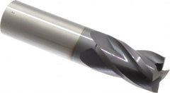 Hertel - 7/8", 1-1/2" LOC, 7/8" Shank Diam, 4" OAL, 4 Flute, Solid Carbide Square End Mill - Single End, AlTiN Finish, Spiral Flute, 30° Helix, Centercutting, Right Hand Cut, Right Hand Flute - Americas Industrial Supply