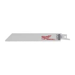 Milwaukee Tool - 6" Long, High Speed Steel Reciprocating Saw Blade - Straight Profile, 18 TPI, Toothed Edge, Tang Shank - Americas Industrial Supply