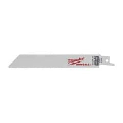 Milwaukee Tool - 6" Long, High Speed Steel Reciprocating Saw Blade - Straight Profile, 18 TPI, Toothed Edge, Tang Shank - Americas Industrial Supply