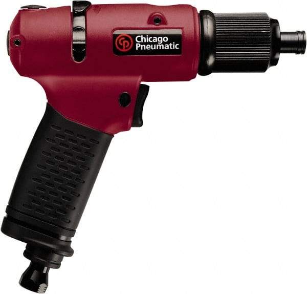 Chicago Pneumatic - 1/4" Bit Holder, 1,700 RPM, Pistol Grip Handle Air Screwdriver - 3/4 to 4.2 Ft/Lb Torque, 1/4" Inlet, 5.25 CFM - Americas Industrial Supply