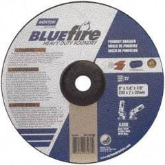 Norton - 20 Grit, 9" Wheel Diam, 1/4" Wheel Thickness, 7/8" Arbor Hole, Type 27 Depressed Center Wheel - Zirconia Alumina/Silicon Carbide Blend, T Hardness, 6,600 Max RPM, Compatible with Angle Grinder - Americas Industrial Supply