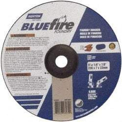 Norton - 20 Grit, 9" Wheel Diam, 1/4" Wheel Thickness, 7/8" Arbor Hole, Type 27 Depressed Center Wheel - Zirconia Alumina, T Hardness, 6,000 Max RPM, Compatible with Angle Grinder - Americas Industrial Supply