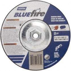 Norton - 30 Grit, 7" Wheel Diam, 1/8" Wheel Thickness, Type 27 Depressed Center Wheel - Zirconia Alumina, U Hardness, 8,600 Max RPM, Compatible with Angle Grinder - Americas Industrial Supply