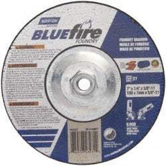 Norton - 20 Grit, 7" Wheel Diam, 1/4" Wheel Thickness, Type 27 Depressed Center Wheel - Zirconia Alumina/Silicon Carbide Blend, T Hardness, 8,600 Max RPM, Compatible with Angle Grinder - Americas Industrial Supply