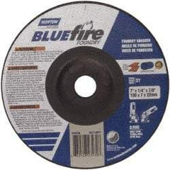 Norton - 20 Grit, 7" Wheel Diam, 1/4" Wheel Thickness, 7/8" Arbor Hole, Type 27 Depressed Center Wheel - Zirconia Alumina/Silicon Carbide Blend, T Hardness, 8,600 Max RPM, Compatible with Angle Grinder - Americas Industrial Supply