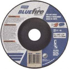 Norton - 24 Grit, 5" Wheel Diam, 7/8" Arbor Hole, Type 27 Depressed Center Wheel - Zirconia Alumina, Q Hardness, 12,225 Max RPM, Compatible with Angle Grinder - Americas Industrial Supply