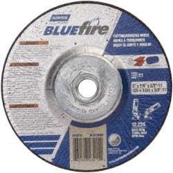 Norton - 30 Grit, 5" Wheel Diam, 1/8" Wheel Thickness, Type 27 Depressed Center Wheel - Zirconia Alumina, U Hardness, 12,225 Max RPM, Compatible with Angle Grinder - Americas Industrial Supply