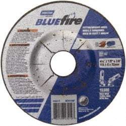 Norton - 30 Grit, 4-1/2" Wheel Diam, 1/8" Wheel Thickness, 7/8" Arbor Hole, Type 27 Depressed Center Wheel - Zirconia Alumina, U Hardness, 13,580 Max RPM, Compatible with Angle Grinder - Americas Industrial Supply
