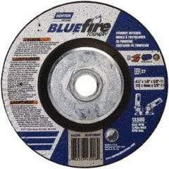 Norton - 24 Grit, 4-1/2" Wheel Diam, 1/8" Wheel Thickness, Type 27 Depressed Center Wheel - Zirconia Alumina/Silicon Carbide Blend, T Hardness, 13,580 Max RPM, Compatible with Angle Grinder - Americas Industrial Supply